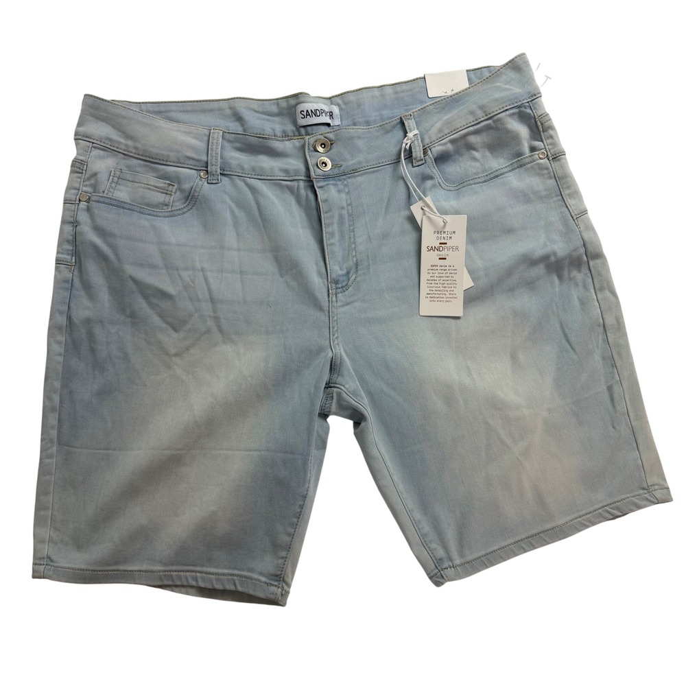 Sandpiper Premium Denim Bermuda‎ Shorts Light Wash Super Soft Plus Size 22W NWT
